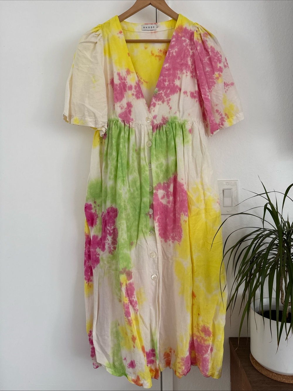 One Of A Kind Rhode Vista Cotton Linen Blend Button Up Midi Dress Size S
